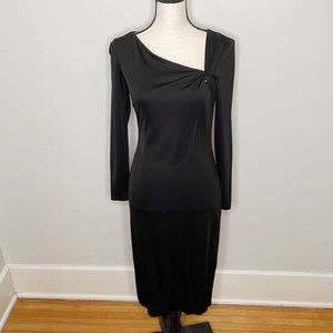 David Meister Asymmetric neckline midi dress